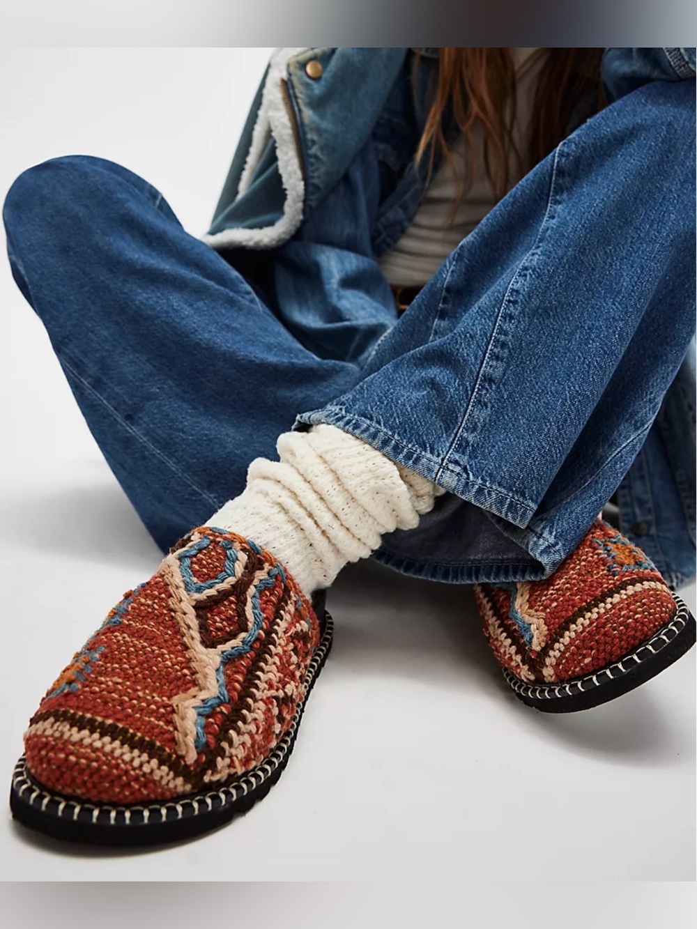 New Free People Magic Carpet Terracotta boho mules woven uppers 6 7 NIB